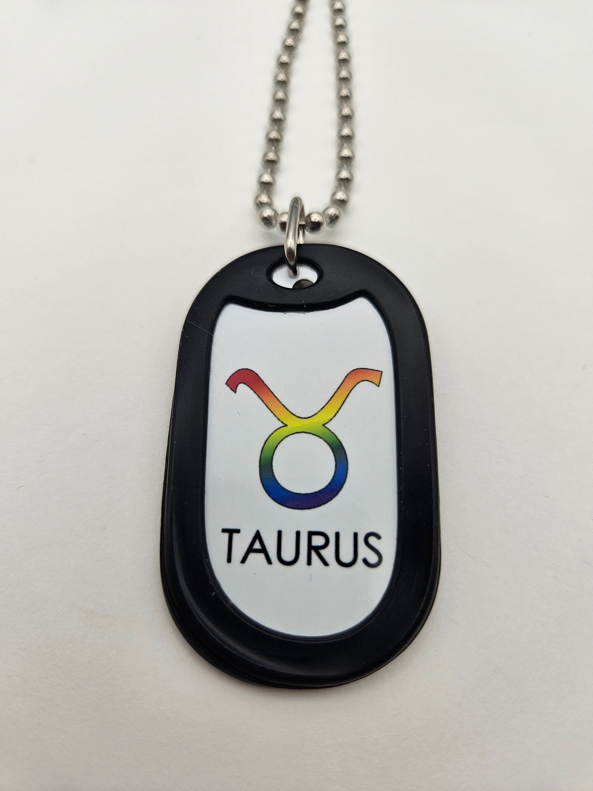 Dog Tag 2265TAU: Dog Tag Rainbow Zodiac Taurus