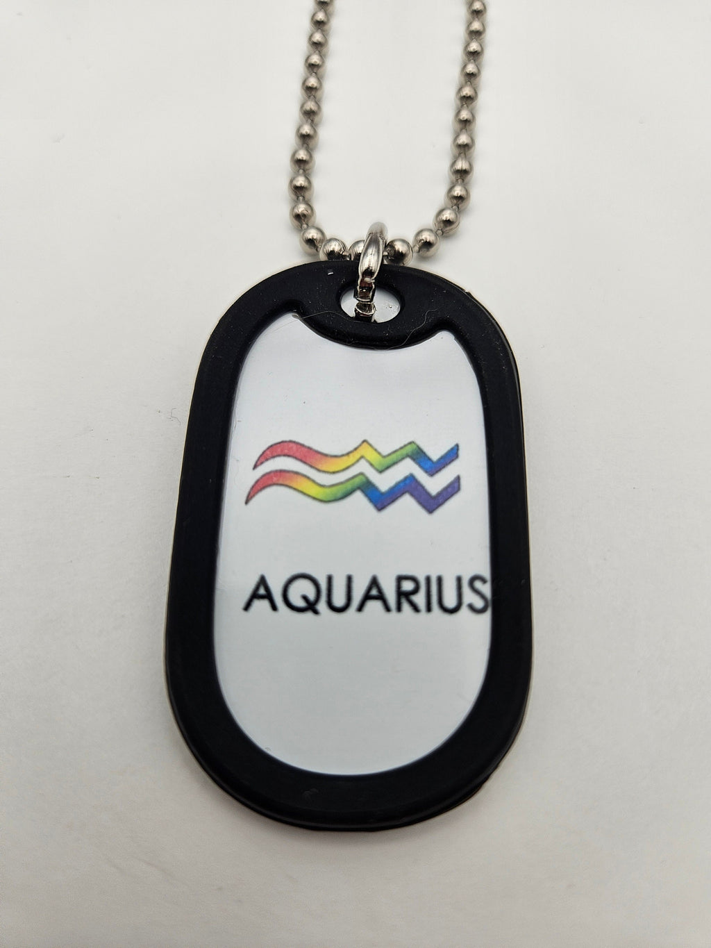 Dog Tag 2265AQU: Dog Tag Rainbow Zodiac Aquarius