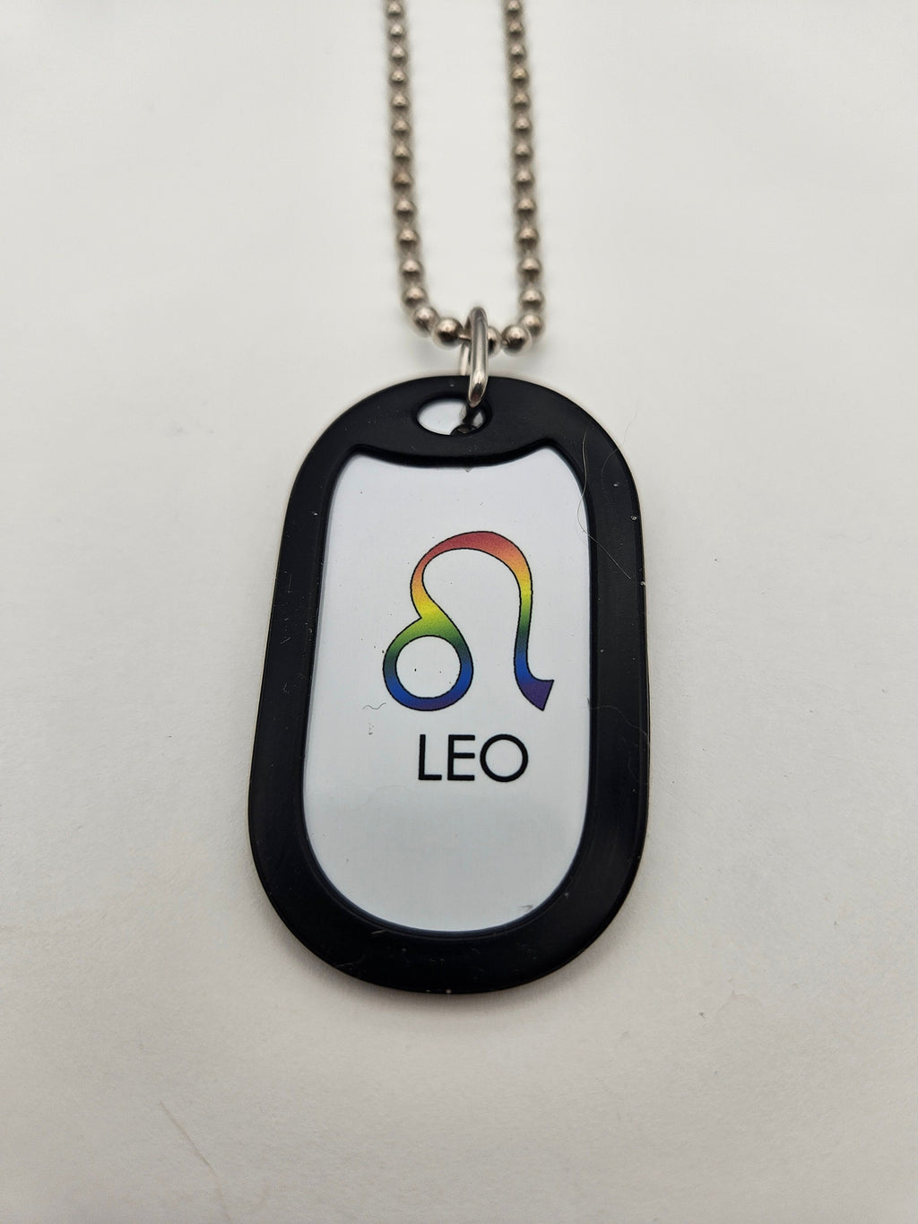 Dog Tag 2265LEO: Dog Tag Rainbow Zodiac Leo