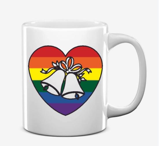 Rainbow Wedding Bell Mugs